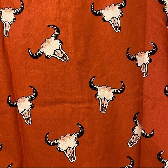 Reverse Threads Mens Short Sleeve Button Down Shirt Size M Longhorn/Copper Print - Picture 4 of 7